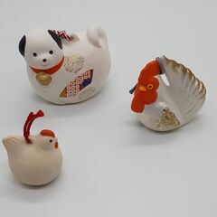 開運土鈴　戌・酉 イヌ・トリ　置物鈴　酉は2個の画像