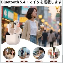 ワイヤレスイヤホン インナーイヤー型 Type-C充電 マイク 防水 ベージュの画像