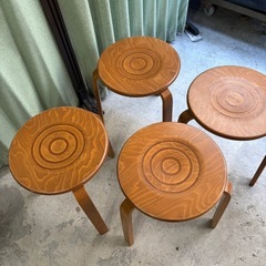 希少✨ビンテージ 丸椅子 スツール Yamaguchi 4脚セット スタッキング可能の画像