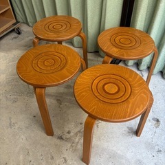 希少✨ビンテージ 丸椅子 スツール Yamaguchi 4脚セット スタッキング可能の画像