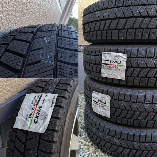 【タイヤ新品】ブリジストン BLIZZAK VRX3 155/65R14 2025年 4本セット ダイハツ純正ホイール 4.5J PCD100 4穴 スタッドレスタイヤ 軽自動車全般に