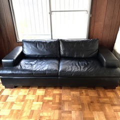 ACTUS アクタス five by five 本革ソファ オットマン付き 2〜3人掛けの画像