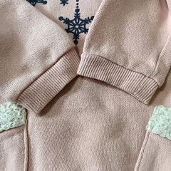 3can4on 90cm ピンク色雪の結晶柄トレーナーの画像