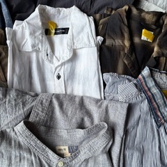 【本日&明日】ガレージフリマ開催中✨メンズシャツどれでも300円！（UNIQLO、GAP、他ブランドmix） ・リネン／コットン／チェック／無地 の画像