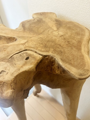 【天然チークの一点物】花台／サイドテーブルにも◎ 高さ90cm ナチュラルインテリアにぴったり 