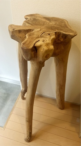 【天然チークの一点物】花台／サイドテーブルにも◎ 高さ90cm ナチュラルインテリアにぴったり 