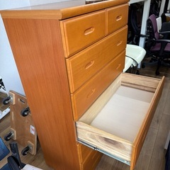 ハイチェスト　6段　タンス　衣類収納　ライトブラウンの画像