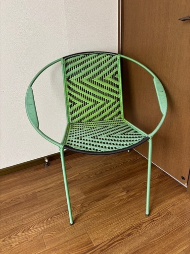 【希少！アフリカンチェアー】グリーン ラウンド　おしゃれ