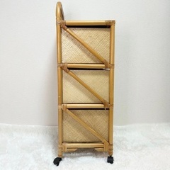 【ラタン】【ランドリーラック】【3段チェスト】【キャスター付き】【来週で処分】の画像