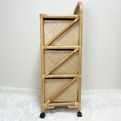 【ラタン】【ランドリーラック】【3段チェスト】【キャスター付き】【来週で処分】の画像