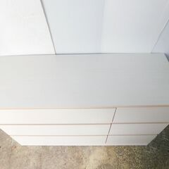 【JM868】アイリス ウッドチェスト ロータイプ WCH-1090L 3段6杯 タンス 整理箪笥 オフホワイト 衣類収納の画像