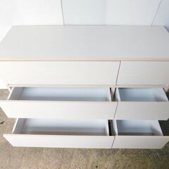 【JM868】アイリス ウッドチェスト ロータイプ WCH-1090L 3段6杯 タンス 整理箪笥 オフホワイト 衣類収納の画像