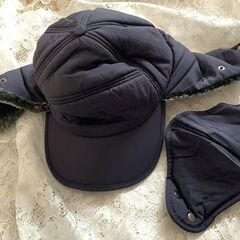 【新品・未使用】ロシア 帽子 飛行帽 耳あて付き帽子 防寒帽子 耳付き 男女兼用（色：ネイビー）の画像
