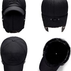 【新品・未使用】ロシア 帽子 飛行帽 耳あて付き帽子 防寒帽子 耳付き 男女兼用（色：ネイビー）の画像