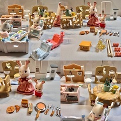 シルバニアファミリー　赤い屋根のエレベーターのあるお家　お人形　家具などのセットの画像