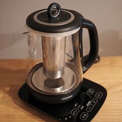 アイリスオーヤマ ガラスケトル 温度調節付 IKE-G1500T-B ブラックの画像