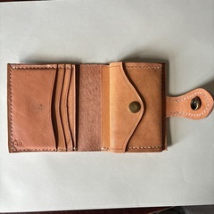 栃木レザー　ハンドメイド　折財布の画像