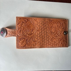 栃木レザー　ハンドメイド　折財布の画像