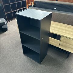 店頭引き渡し 中古 カラーボックス 3段 木製 収納 棚 ラック ブラック 家具の画像