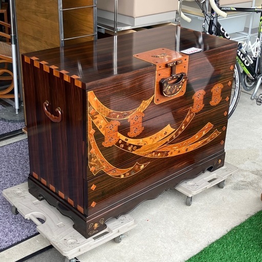 木象嵌 唐木無垢材 3段チェスト レトロ 衣装たんす 衣装タンス 収納 鍵なし