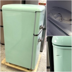 レトロ 2ドア 冷蔵庫 2024年製 ライトグリーン 81ℓ おしゃれ かわいい　の画像