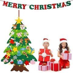 クリスマスツリー クリスマス 飾り 壁掛け ミニフェルトクリスマスツリー LEDライト DIY 飾り付け キッズクリスマスギフト　まとめ買い歓迎　卸ます　アマゾン引き上げ商品　倒産品　ネット商材　転売　卸し　問屋　転売OK　アマゾン　商品　景品　コンペ　雑貨の画像