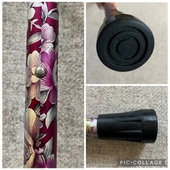  【お引取り決まりました】女性用の杖　ステッキ　花柄　長さ調節可能の画像