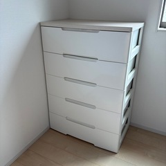 【美品】ホワイトチェスト　プラチック　5段タンスの画像