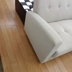 ★ジモティ割あり★  ２人掛けソファ ベージュ H75×D70×W120 クリーニング済み TK7121の画像