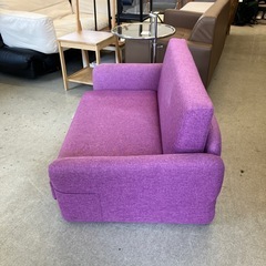 K2511-021 2人掛けソファ ソファベッド ファブリック パープル キズ汚れ、使用感有りの画像