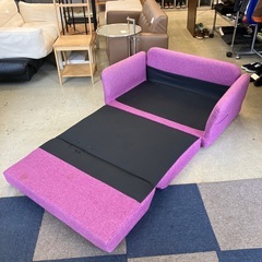 K2511-021 2人掛けソファ ソファベッド ファブリック パープル キズ汚れ、使用感有りの画像