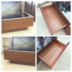 【ジモティー割引で最大15％OFF⭐️】アルモニア風 ガラス天板 ローテーブル 引き出し収納付きの画像