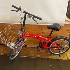 【防犯登録無料】20インチ折りたたみ自転車　赤の画像