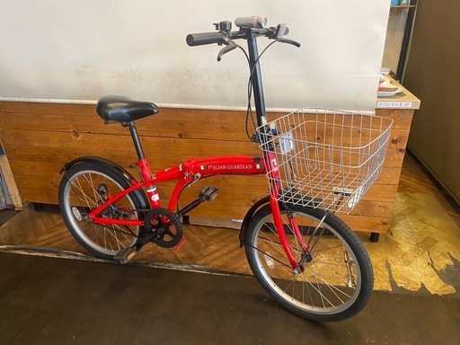 【防犯登録無料】20インチ折りたたみ自転車　赤