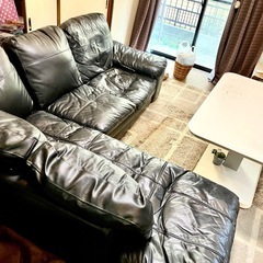 カウチソファ(ニトリ)レザー調の画像