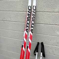 お引取り限定 ATOMIC アトミック ワールドカップ クラシカル クロスカントリースキー板 196cm 歩くスキー ストック付きの画像