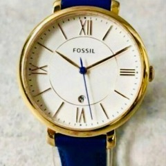 【美品】 FOSSIL フォッシルES3795 ゴールド×ブルーレザー 腕時計の画像