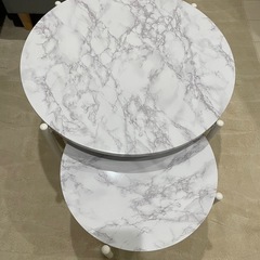 【新品】テーブル ローテーブル 大理石調 ホワイトの画像