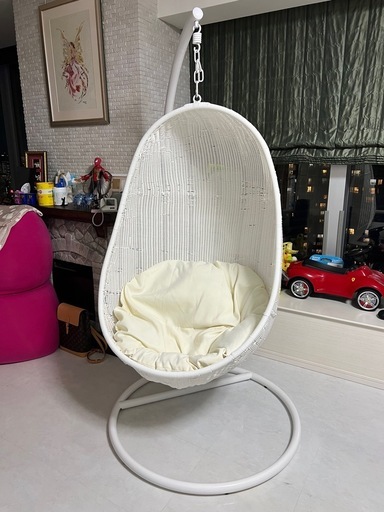 ハンギングチェア アイボリー×ホワイト