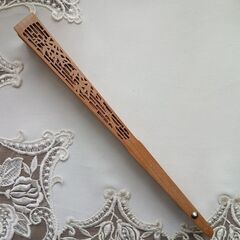 竹模様のすかしの中国扇子の画像