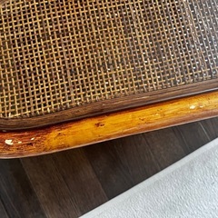 ラタンテーブル　ガラス天板　ローテーブルの画像