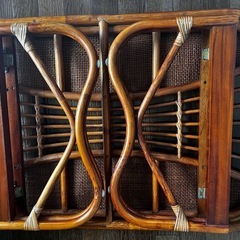 ラタンテーブル　ガラス天板　ローテーブルの画像