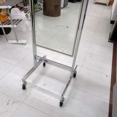 スタンドミラー 姿見 高さ154cm キャスター付き 全身鏡 家具 苫小牧西店の画像