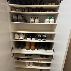 下駄箱　シューズボックス　ミラー付き　大容量の画像