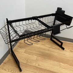 🉐美品　水切りラック🉐キッチンラック　シンク上　シンク　水切りカゴ　キッチン収納　伸縮　65cmの画像