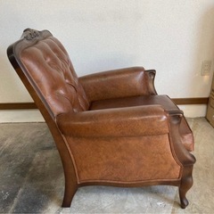 【定価約20万】MARUNI 1人掛けソファ 猫脚　アンティークの画像