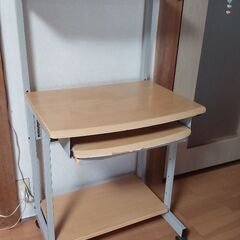 パソコンデスク 収納棚 スライド棚 省スペース  キャスター付きの画像