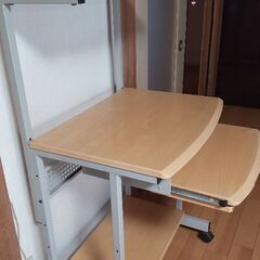 パソコンデスク 収納棚 スライド棚 省スペース  キャスター付きの画像