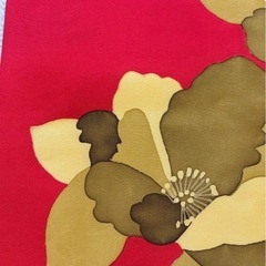 名古屋帯 赤色　朱色　花　帯の画像