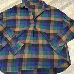 （UNIQLO）フランネルチェックスキッパーシャツ（長袖） チェック柄 Lサイズの画像